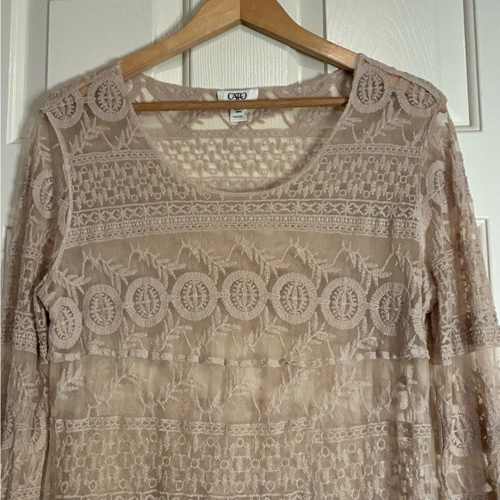 Cato Beige Lace Blouse - Picture 3 of 10